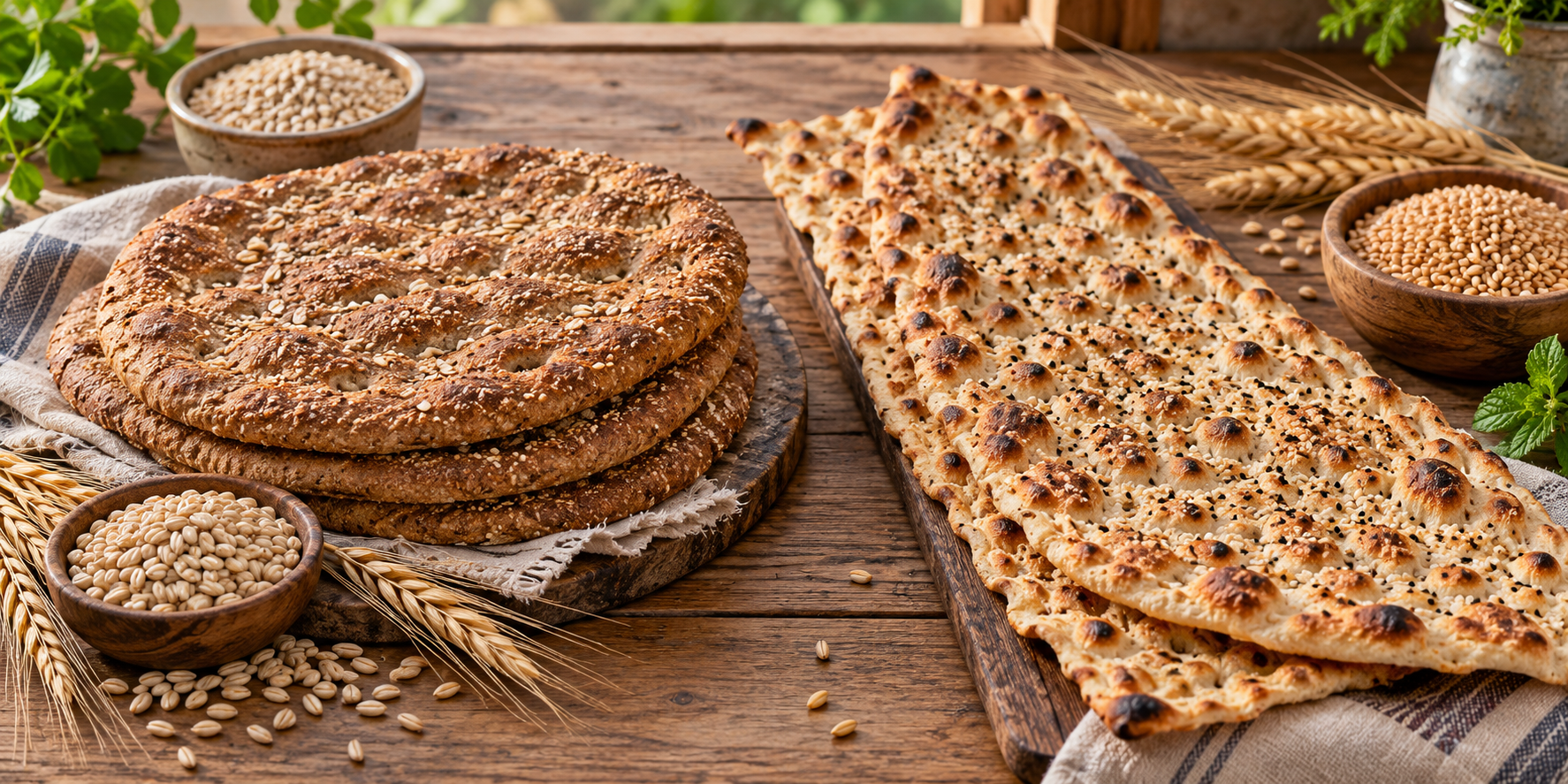 نان جو بهتر است یا سنگک؟ مقایسه کالری، فیبر و ارزش غذایی